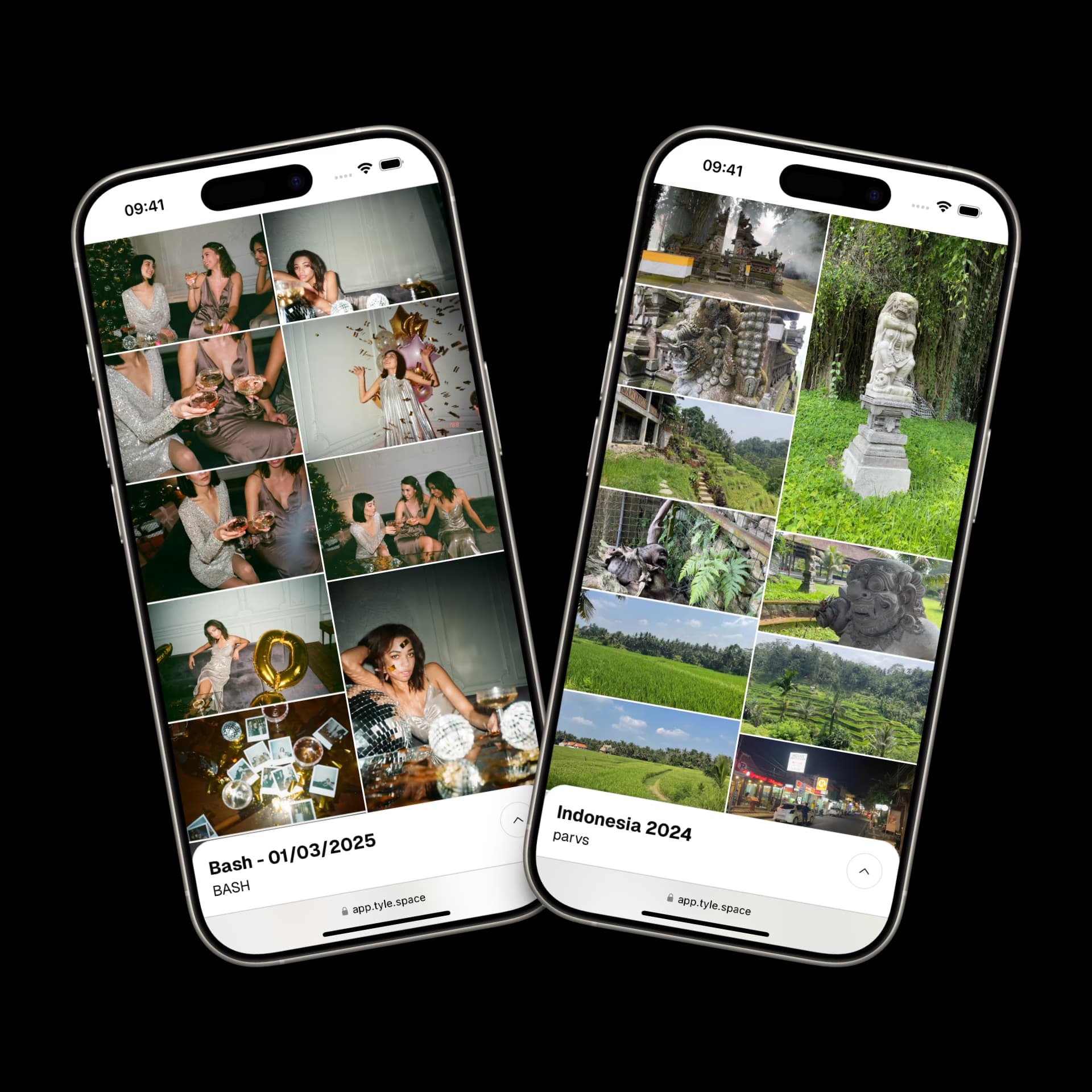 Example of online gallery on two iPhones