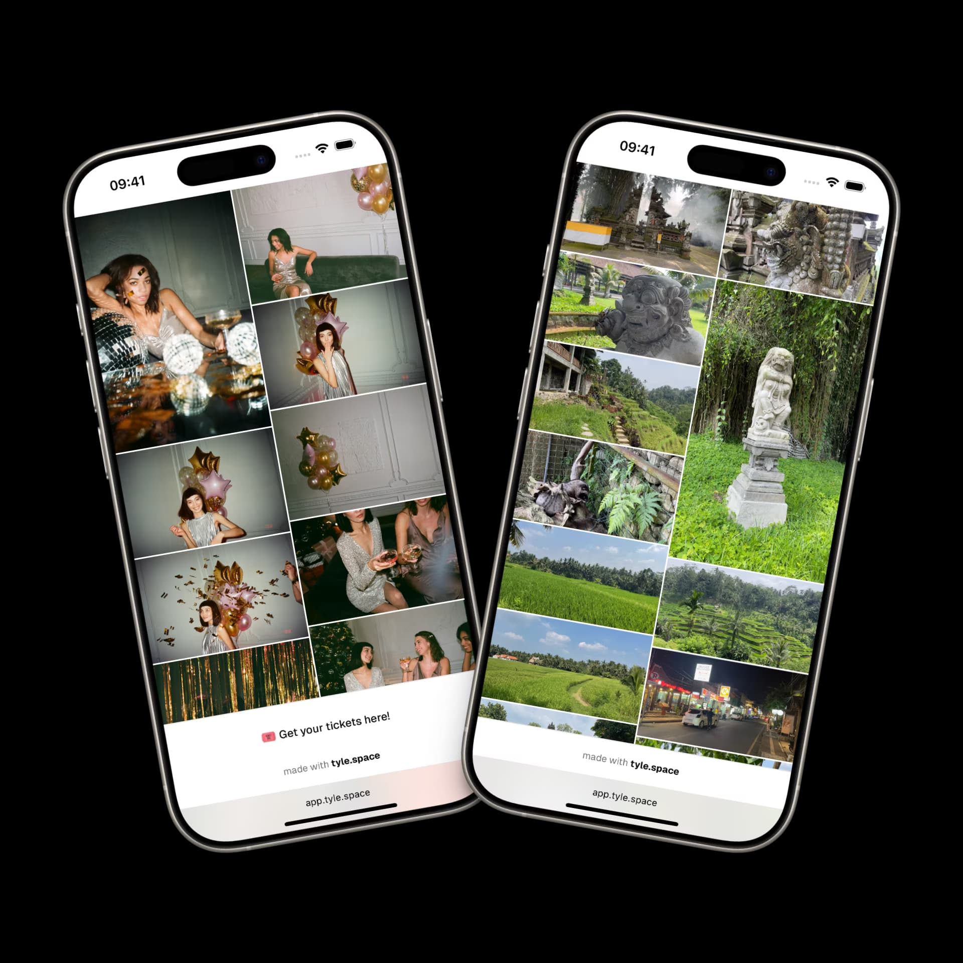 Example of online gallery on two iPhones
