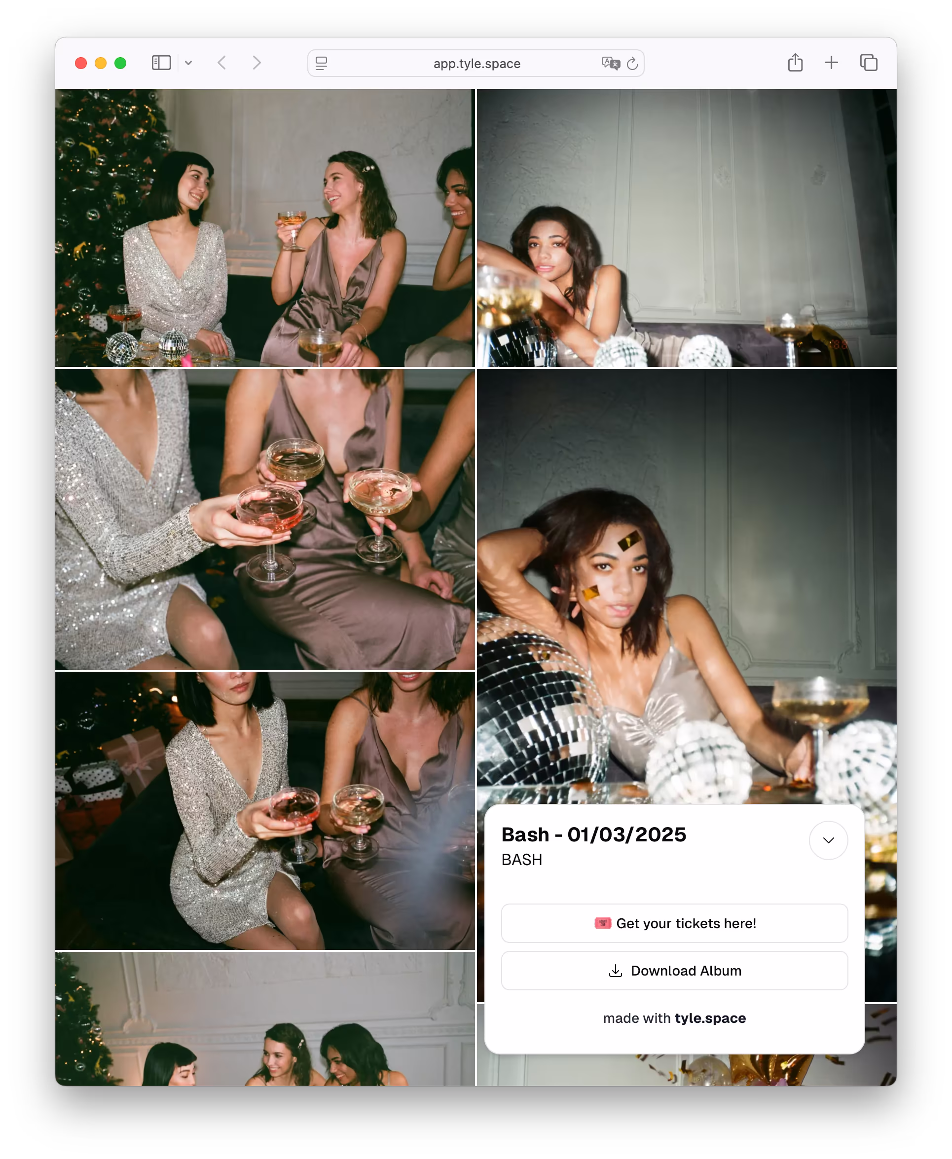 Screenshot of an example gallery on Safari